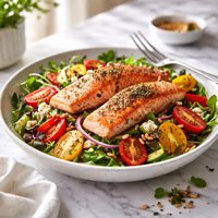 Salmon and Plum Tomato Salad