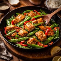 Salmon and Snow Pea Stir Fry