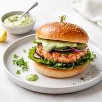 Salmon Burgers W Green Goddess Sauce