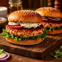 Salmon Burgers with Herbed Sherry Mayonnaise