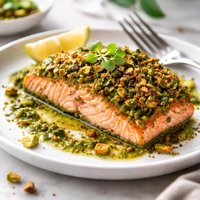 Salmon Crusted Pistachio Pesto