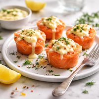 Salmon Cups with Cheese Sauce