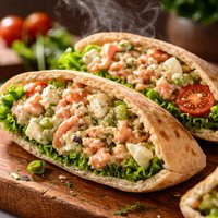 Salmon Egg Salad Stuffed Pitas