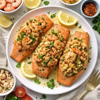 Salmon Fillet with Shrimp and Crab Stuffing