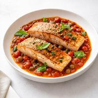 Salmon Fillets in Tomato Caper Sauce