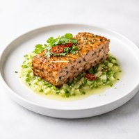 Salmon Loaf with Cucumber Chile Sauce