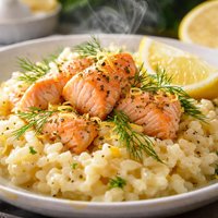 Salmon Risotto with Dill Lemon