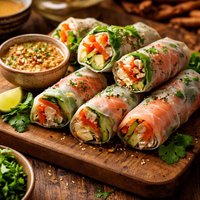 Salmon Summer Rolls with Dipping Sauce
