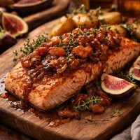 Salmon with Caramelized Onion and Fig Sauce