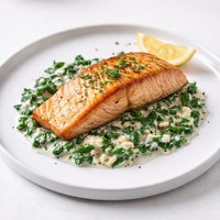 Salmon with Cream Cheese Spinach Garlic