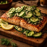 Salmon with Cucumbers and Dill