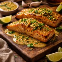 Salmon with Curried Vanilla Rum Butter Sauce