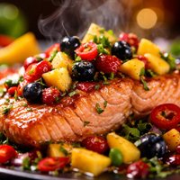 Salmon with Fruit and Peppers