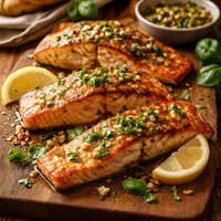 Salmon with Garlic Basil Sauce