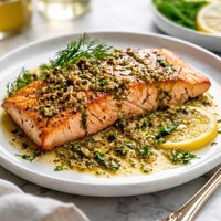 Salmon with Grainy Mustard and Herb Sauce