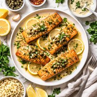 Salmon with Lemon Caper Sauce