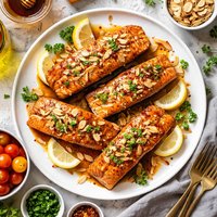 Salmon with Maple Syrup and Toasted Almonds