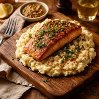 Salmon with Mustardy Celeriac Mash