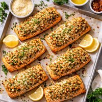 Salmon with Parmesan Garlic and Herb Crust Use Chicken or Pork