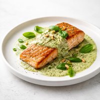 Salmon with Pesto Cream Sauce
