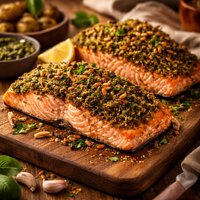 Salmon with Pesto Crust