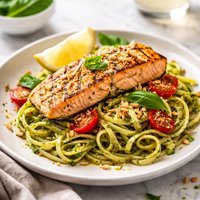 Salmon with Pesto Pasta