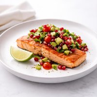 Salmon with Pomegranate Avocado Salsa