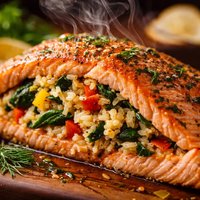 Salmon with Rice Stuffing