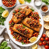 Salmon with Tomato Basil Relish