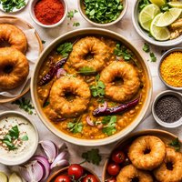 Sambhar Vada Yellow Lentil Soup with Spiced Doughnuts