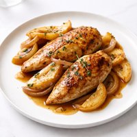 Sauced Chicken Breasts with Apples and Onions