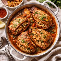 Saucy Pilaf Stuffed Pork Chops