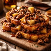Sausage and Apple Topped French Toast