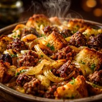 Sausage and Caramelized Onion Bread Pudding