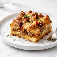 Sausage and Cheese Strata with Sun Dried Tomatoes