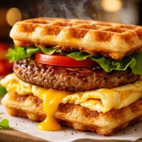 Sausage and Egg Waffle Sandwich