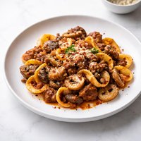 Sausage and Mushrooms with Pasta in Spicy Sauce