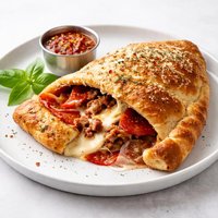 Sausage and Pepperoni Cheese Stuffed Calzone