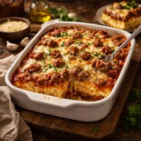 Sausage and Polenta a Layered Baked Casserole