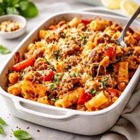 Sausage and Roasted Peppers Pasta Bake