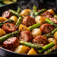 Sausage Asparagus and Potato Skillet
