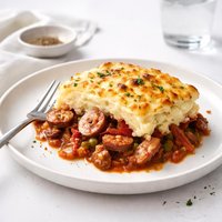 Sausage Bacon and Tomato Cottage Pie