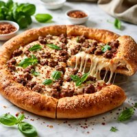 Sausage Beef Mozzarella Stuffed Pizza