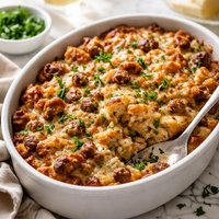 Sausage Gruyere and Onion Strata