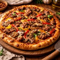 Sausage Pepper and Mushroom Pizza