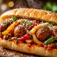 Sausage Peppers Onions Parmesan Sandwich