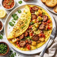 Sausage Potato and Cheese Omelet