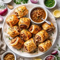 Sausage Puffs with Onion Gravy