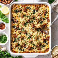 Sausage Spinach Alfredo Lasagna