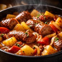 Sausage Stew with Pepper Onions and Potatoes